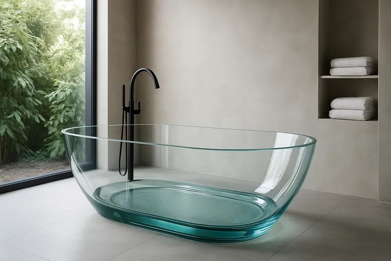 Maak van je badkamer een ruimtelijke blikvanger met een elegant bad van glas