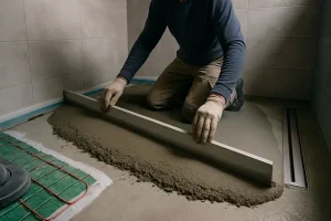 Waterdicht en stijlvol: badkamervloer storten voor strak afschot en duurzaam comfort