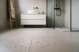Ga voor een waterdichte badkamervloer die strak, antislip en gemakkelijk schoon te houden is