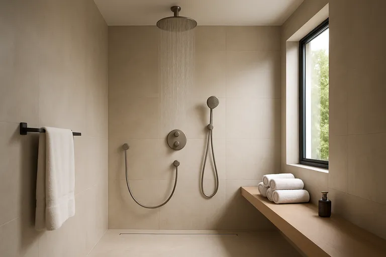 Naadloze badkamerlook met een inbouwdouche voor meer ruimte en dagelijks spa-comfort