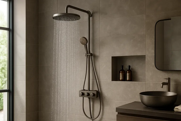 Tijdloze luxe in je badkamer met de Grohe regendouche in gunmetal afwerking