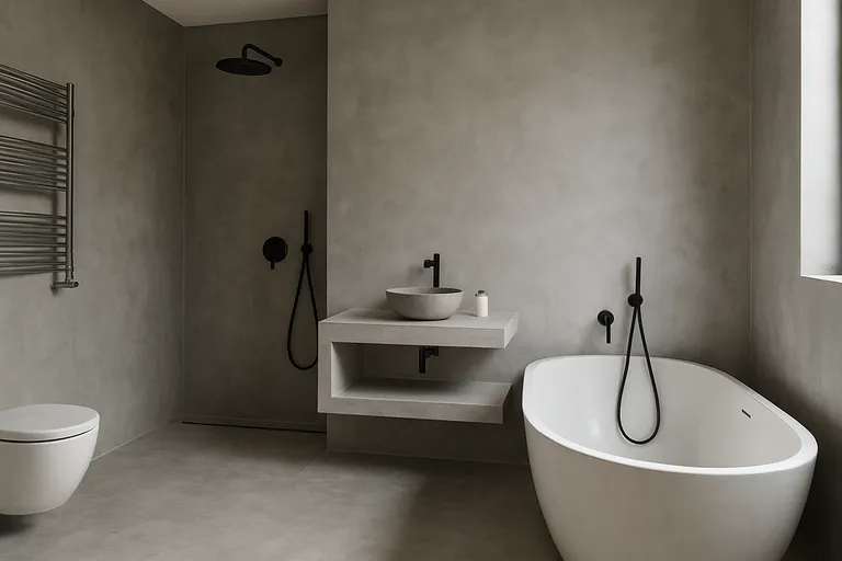 Zelf een naadloze betonvloer in je badkamer maken voor een strakke, waterdichte look